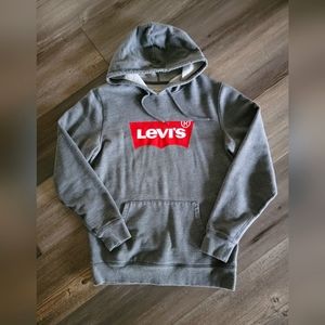 Men's Small Cotton Levi Logo Cotton Hoodie in Heather Gray